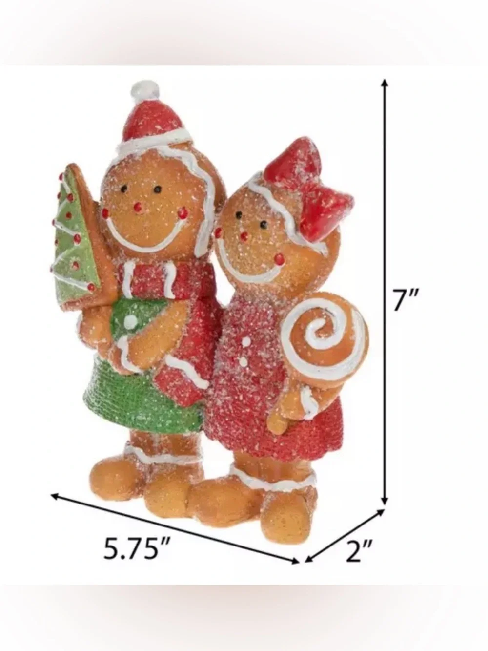 Holiday Gingerbread Couple Figurine – Red & Green